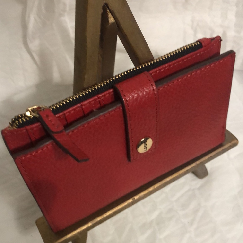 Lodis Red Pebbled Leather Zip Wallet - Picture 2 of 6